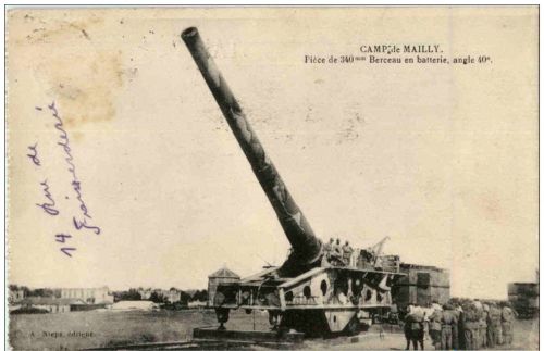 Camp de Mailly - Piece de 340mm Berceau en batterie