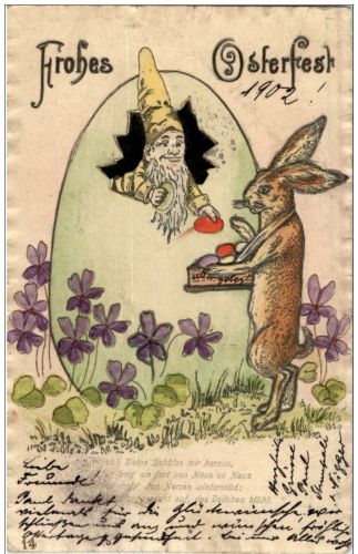 Ostern - Hase - Zwerg Dwarf - Prägekarte