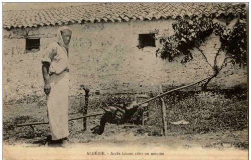 Algerie - Arabe faisant rotir un mouton