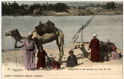 Chameliers et ses enfants au bord du Nil