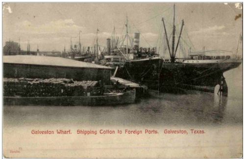 Galveston Wharf - Shipping Cotton to Foreign Ports