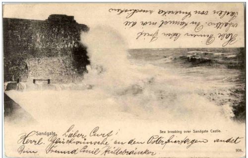 Sandgate - Sea breaking over Sandgate Castle