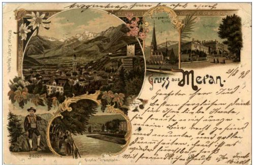 Gruss aus Meran - Litho
