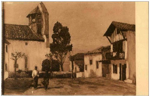 Au Pays Basque - L Eglise et la Mairie de Bidart