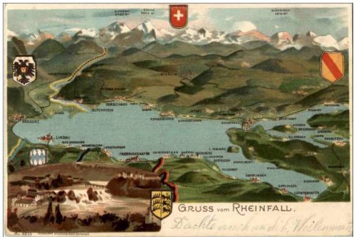 Gruss vom Rheinfall - Bodensee - Litho