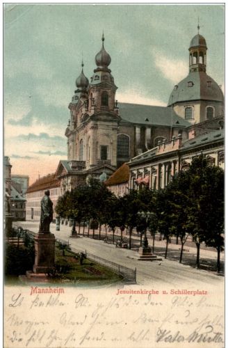 Mannheim - Jesuitenkirche und Schillerplatz