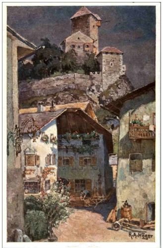 Castell Branzoll sopra Chiusa - Künstlerkarte R. A. Höger