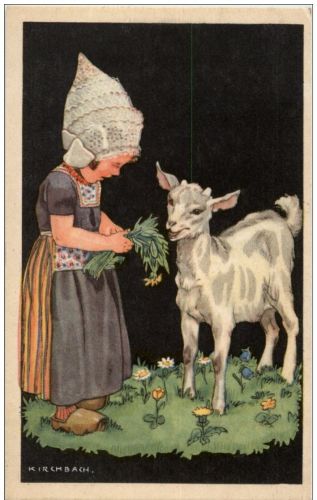 Kirschbach - Frau in Tracht mit Ziege Goat