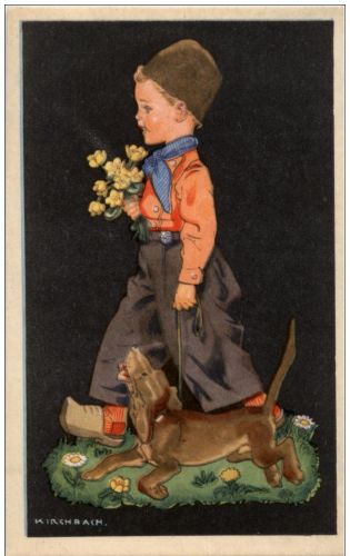 Kirschbach - Mann in Tracht mit Hund