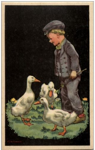 Kirschbach - Mann in Tracht mit Gans