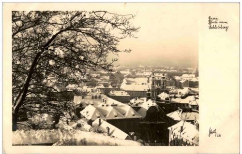 Graz - blick vom Schlossberg im Winter