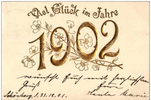 Neujahr 1902 - Prägekarte