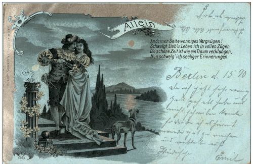 Allein - Frau mit Mann - Litho