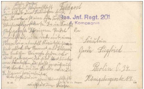 Feldpost - Res. Inf. Regt. 201