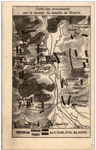 Woerth sur Sauer - Carte des monuments sur le champ de bataille de Woerth