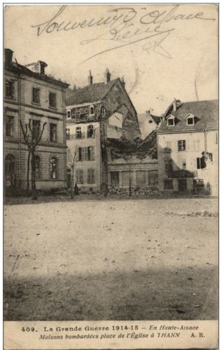 Thann - Maisons bombardees place de l Eglise
