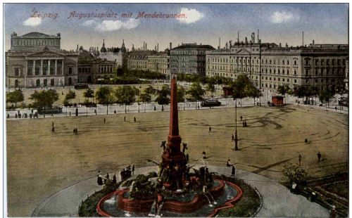 Leipzig - Augustusplatz mit Mendebrunnen