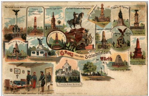 Gruss von den Schlachtfeldern bei Wörth - Litho