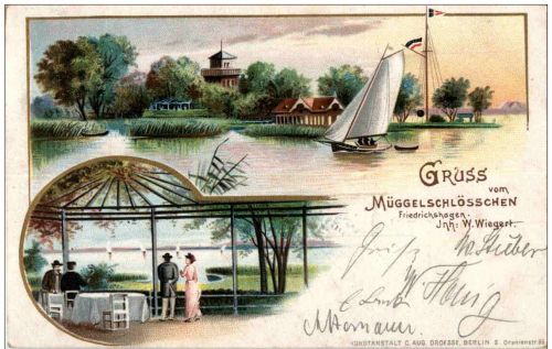 Friedrichshagen - Gruss vom Müggelschlösschen - Litho