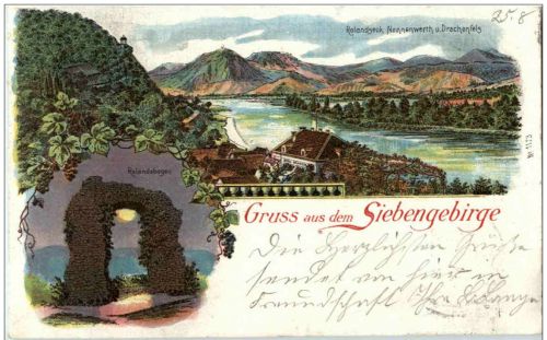 Gruss vom Siebengebirge - Litho