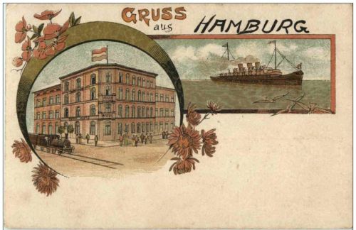 Gruss aus HAmburg - Litho Hotel Metz