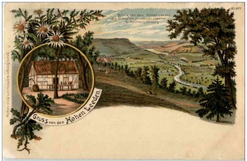 Gruss von den Hohen Leeden bei Jena - Litho