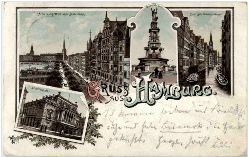 Gruss aus Hamburg - Litho 1894