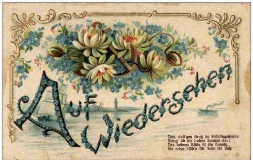 Auf Wiedersehen - Litho - Prägekarte