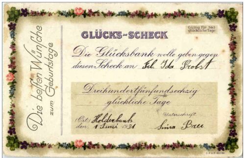 Geburtstag - Glücks Scheck