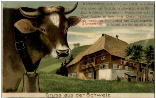 Kuh - Gruss aus der Schweiz - Prägekarte