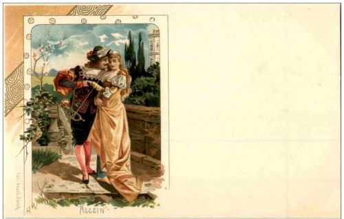 Bläser von Säckingen mit Frau - Carl Künzli Litho