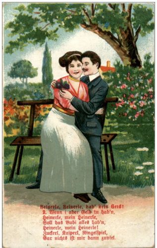 Paar Prägekarte Litho