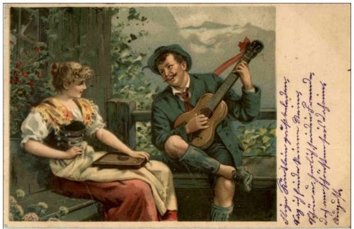 Trachten - Gitarre - Zitter - Litho