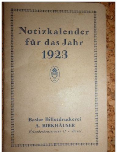 Basler Billetdruckerei Birkhäuser - Notizkalender 1923