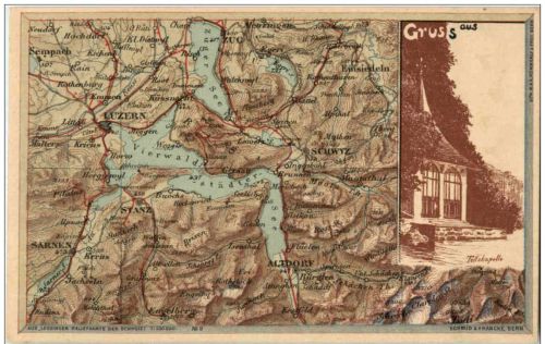 Gruss aus Vierwaldstädter See - Map Landkarte