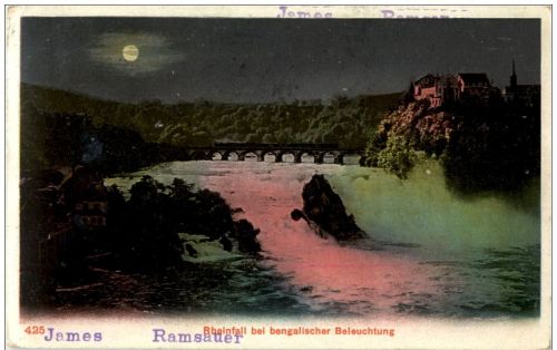 Rheinfall bei bengalischer Beleuchtung