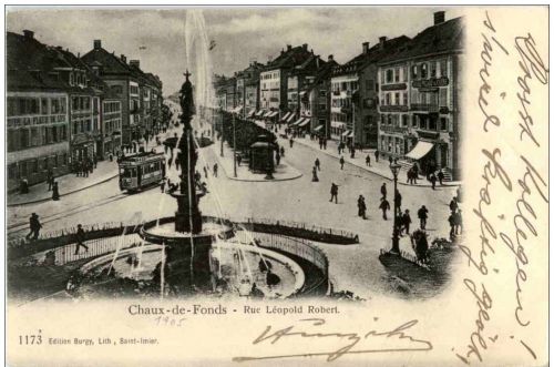La Chaux de Fonds - Rue Leopold Robert mit Tram