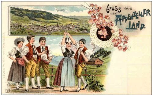 Gruss aus dem Appenzeller Land - Litho