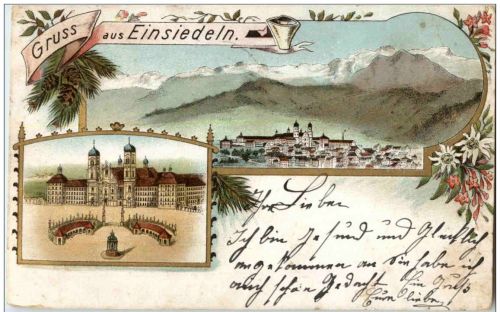 Gruss aus Einsiedeln - Litho
