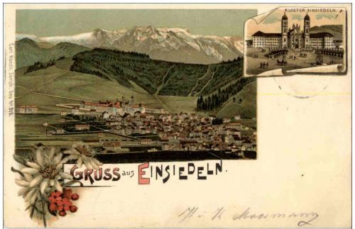 Gruss aus Einsiedeln - Litho