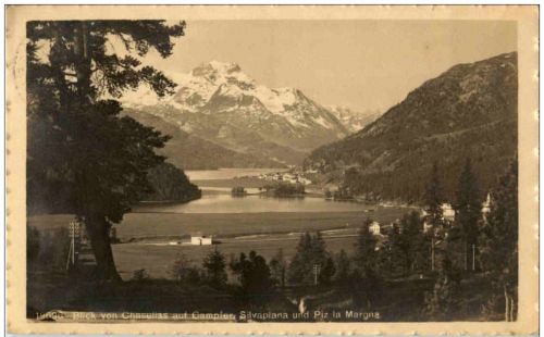 Blick von Chasellas auf Campfer Silvaplana