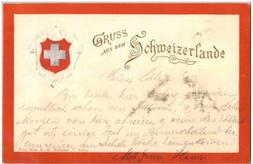Gruss aus dem Schweizerlande - Prägekarte