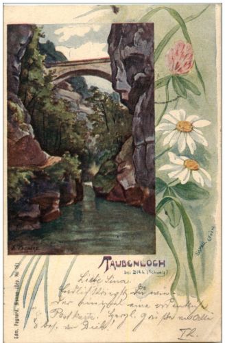 Taubenloch bei Biel - Litho