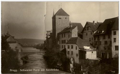 Brugg - Schwarzer turm mit Aarebrücke