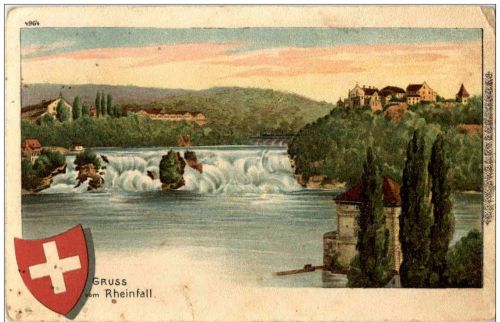 Gruss vom Rheinfall - Litho