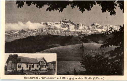 Restaurant Fuchsacker mit Blick gegen den Säntis bei Degersheim