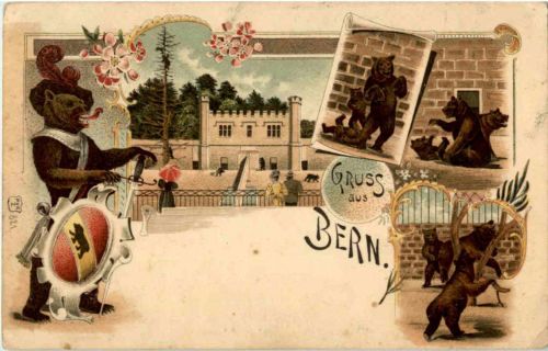 Gruss aus Bern - Litho - Bär