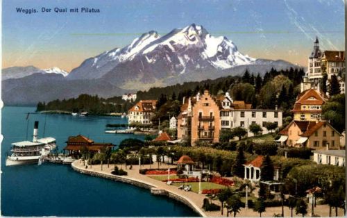 Weggis - Der Quais mit Pilatus