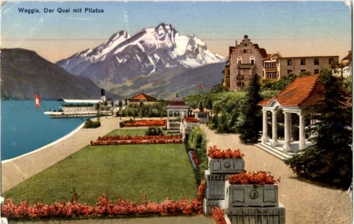 Weggis - Der Quais mit Pilatus