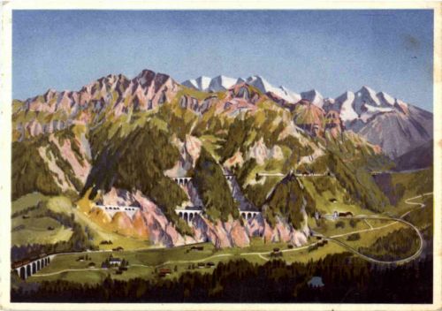 Zürich - Landesausstellung 1939 - Modell Anlage der Lötschbergbahn
